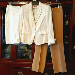 Bundle Basler Suit with Linda Allard/ Ellen Tracy skirt White Tan LOT Size 40EU